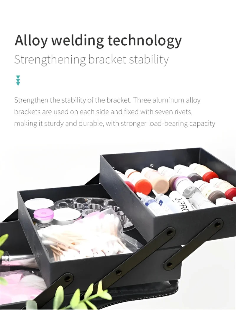 Maletín Organizador de Maquillaje de Gran Capacidad – Caja Portátil con Bandejas Ajustables
