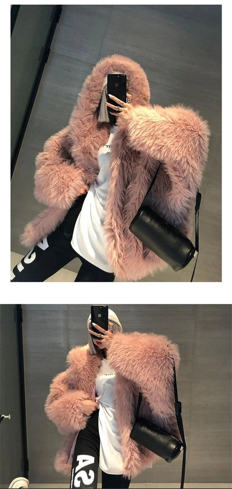 Abrigo de Mujer de Invierno de Piel Sintética de Felpa, Estilo Urbano y Casual