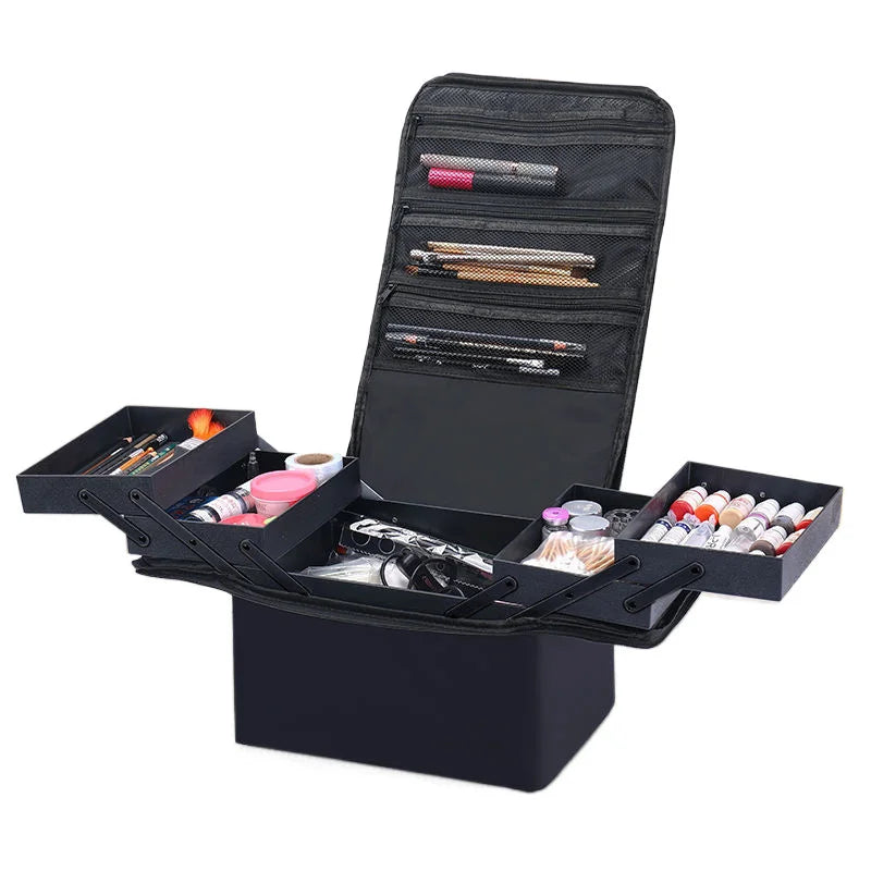 Maletín Organizador de Maquillaje de Gran Capacidad – Caja Portátil con Bandejas Ajustables