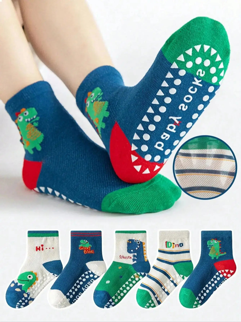 Pack de 5 Pares de Calcetines Antideslizantes Infantiles con Dibujos