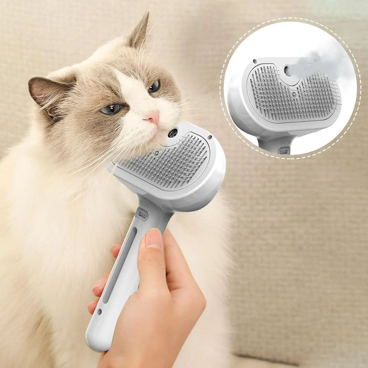 Cepillo de Vapor 3 en 1 para Perros y Gatos – Eliminador de Pelo y Desenredante