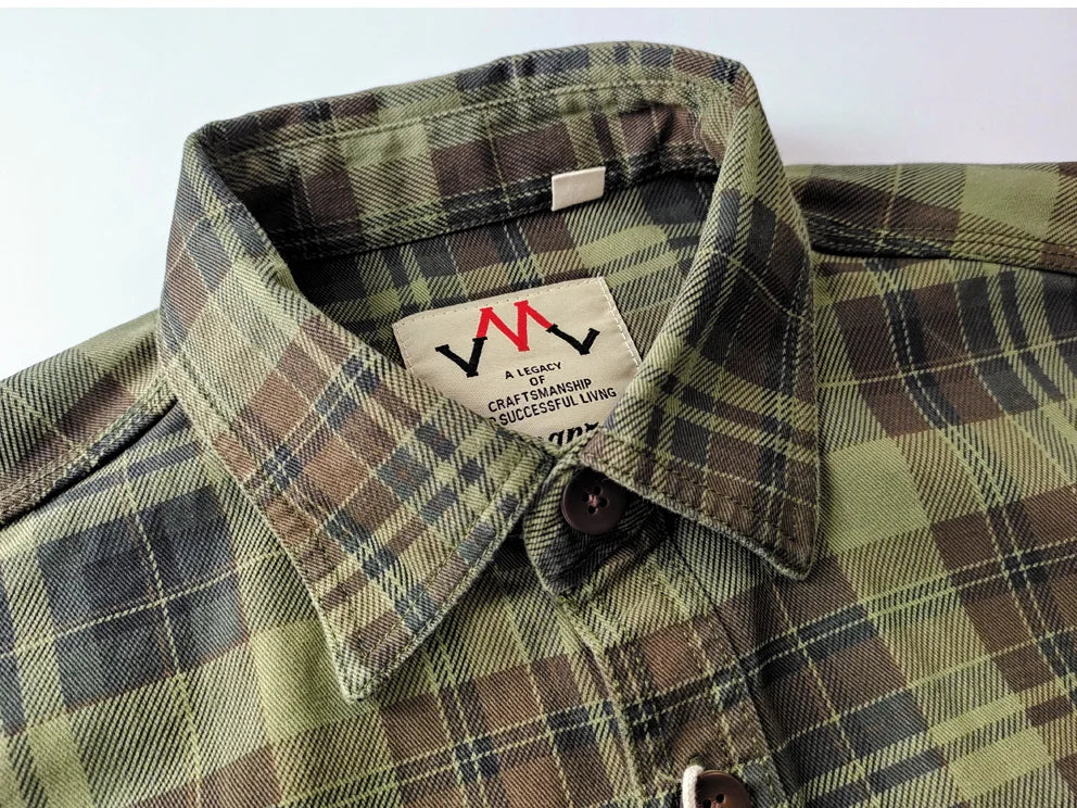 Camisa de Hombre de Algodón Lavado a Cuadros, Manga Larga y Diseño Grueso para Primavera y Otoño