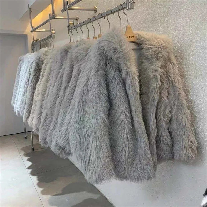Abrigo de Mujer de Invierno de Piel Sintética de Felpa, Estilo Urbano y Casual
