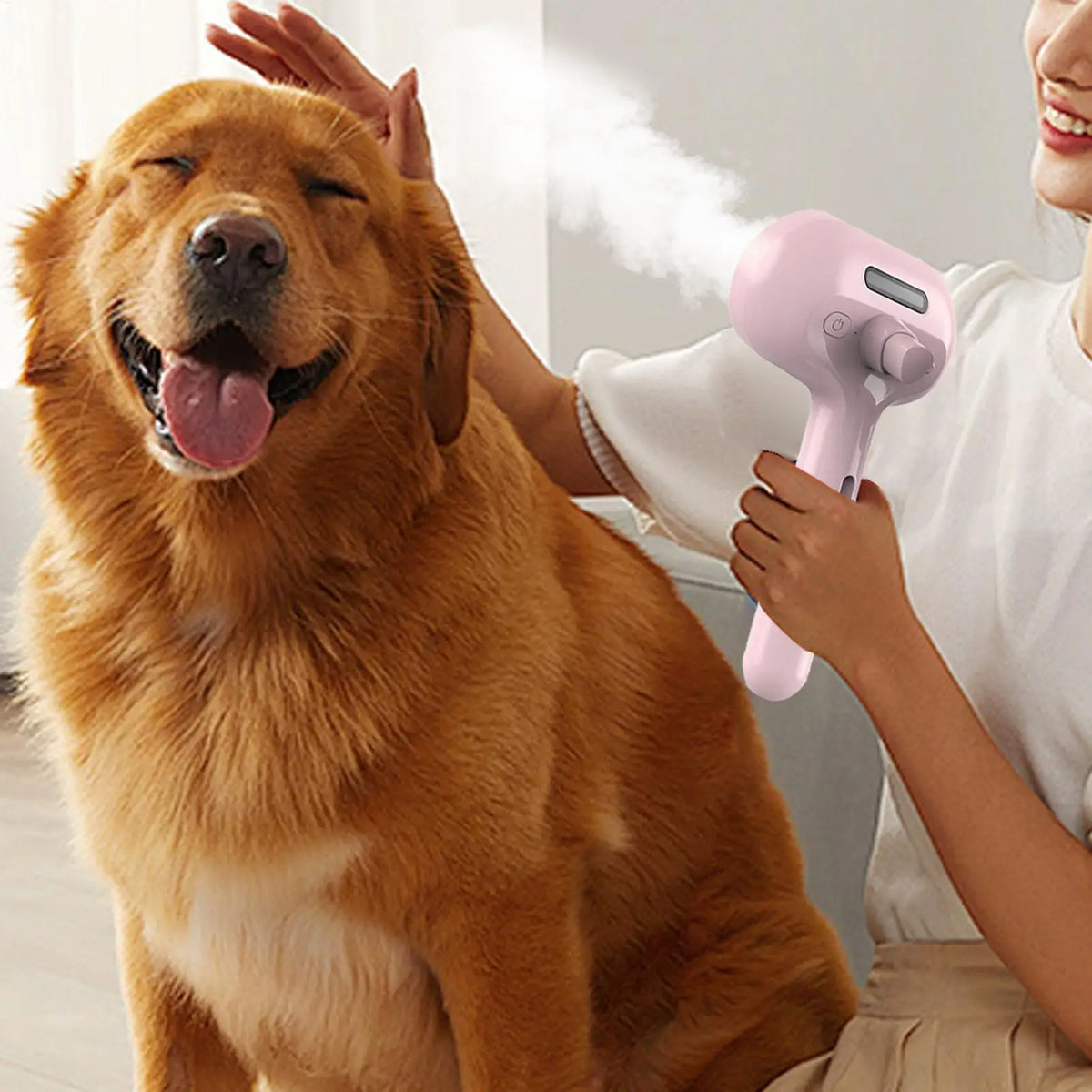 Cepillo de Vapor 3 en 1 para Perros y Gatos – Eliminador de Pelo y Desenredante