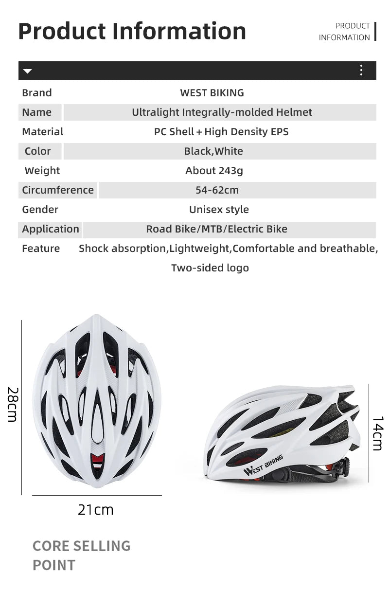 Casco de ciclismo ultraligero WEST BIKING-MTB y carretera