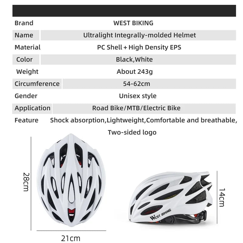 Casco de ciclismo ultraligero WEST BIKING-MTB y carretera