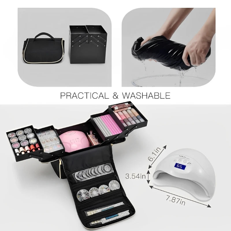 Maletín Organizador de Maquillaje de Gran Capacidad – Caja Portátil con Bandejas Ajustables