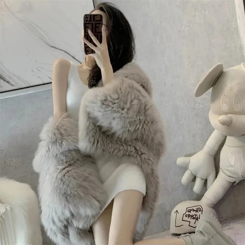 Abrigo de Mujer de Invierno de Piel Sintética de Felpa, Estilo Urbano y Casual