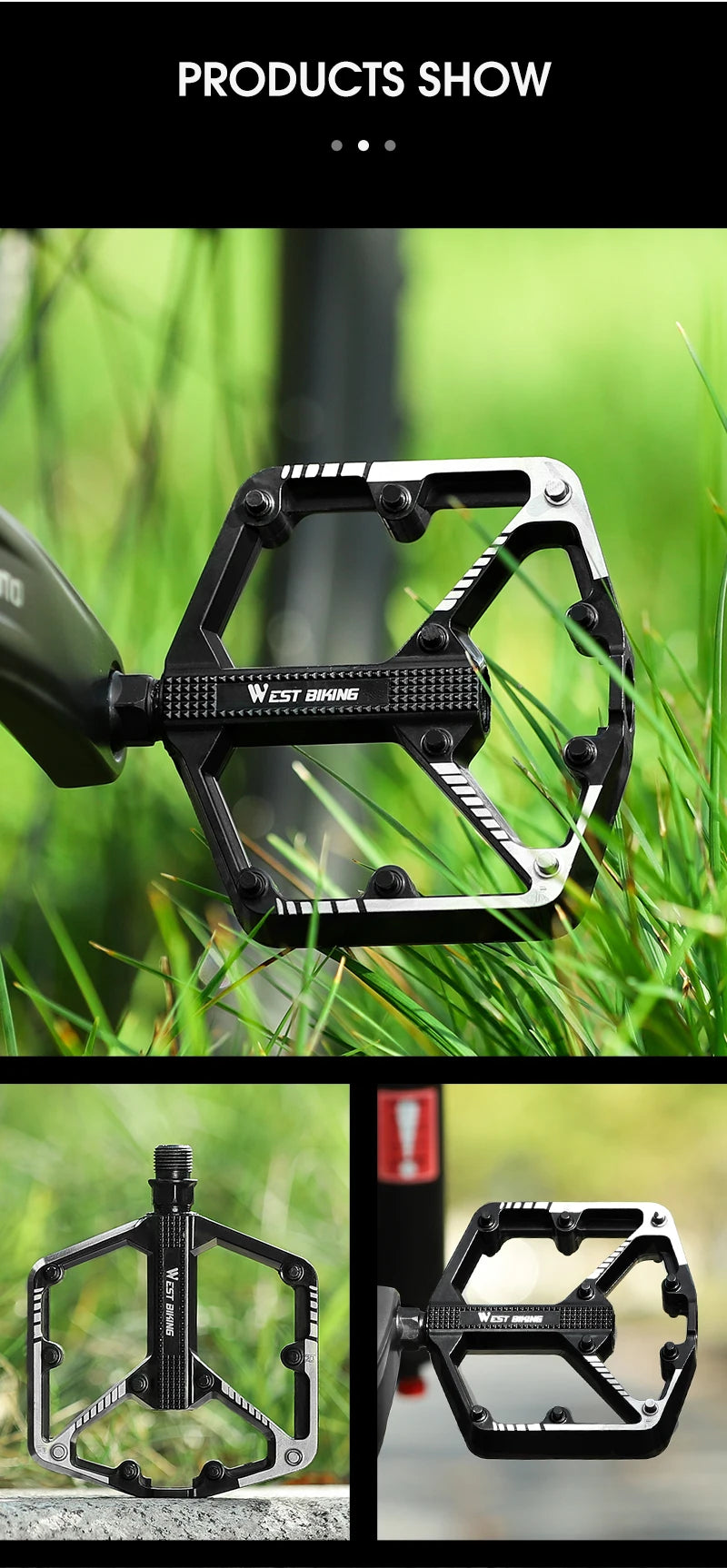 Pedales de Bicicleta WEST BIKING Ultraligeros de Aluminio – Antideslizantes MTB y Carretera
