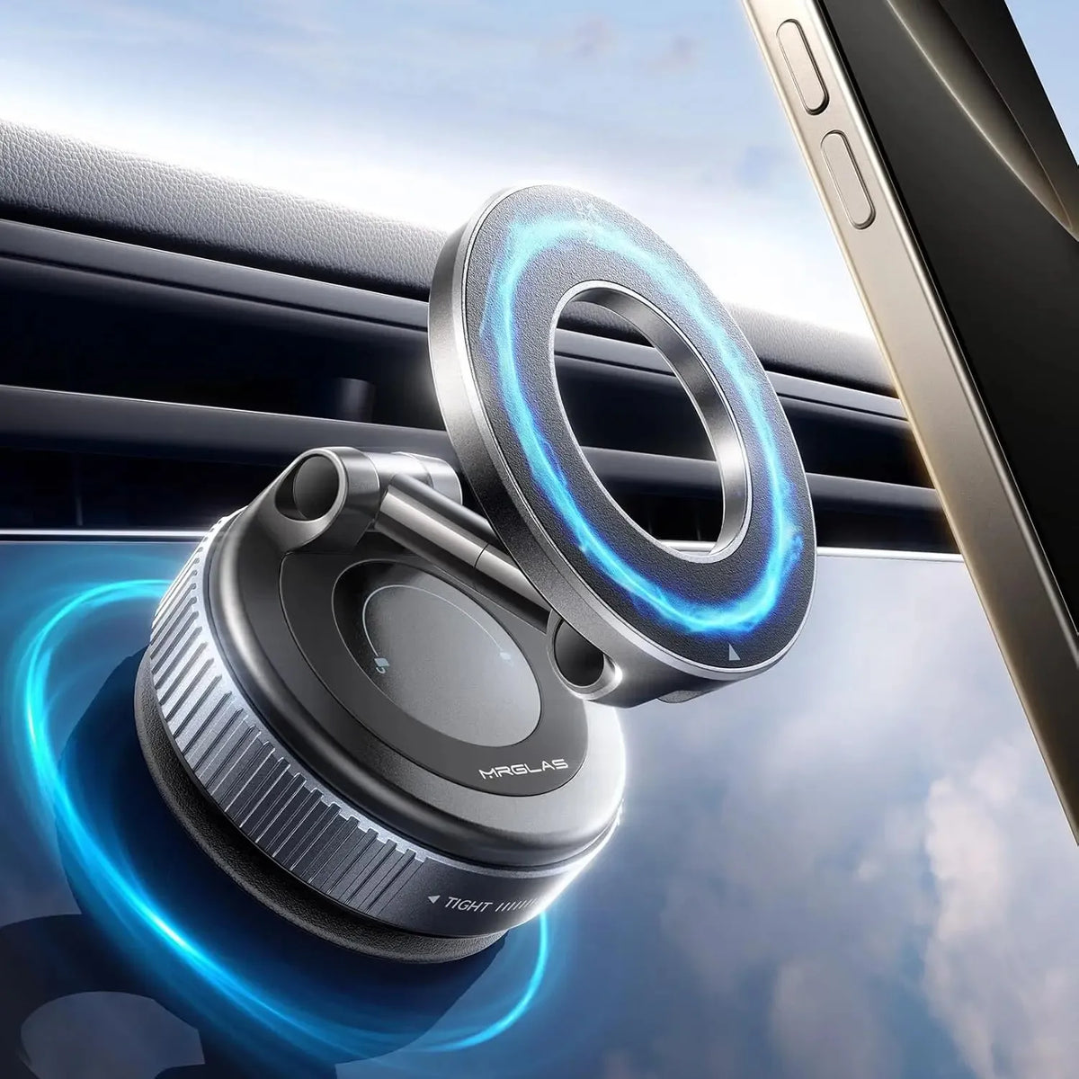 Soporte Magnético para Teléfono con Ventosa de Vacío, Compatible con MagSafe, Rotación 360°, Universal para Coche y Camión, Portátil y Plegable