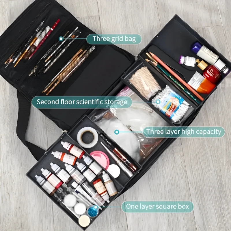 Maletín Organizador de Maquillaje de Gran Capacidad – Caja Portátil con Bandejas Ajustables