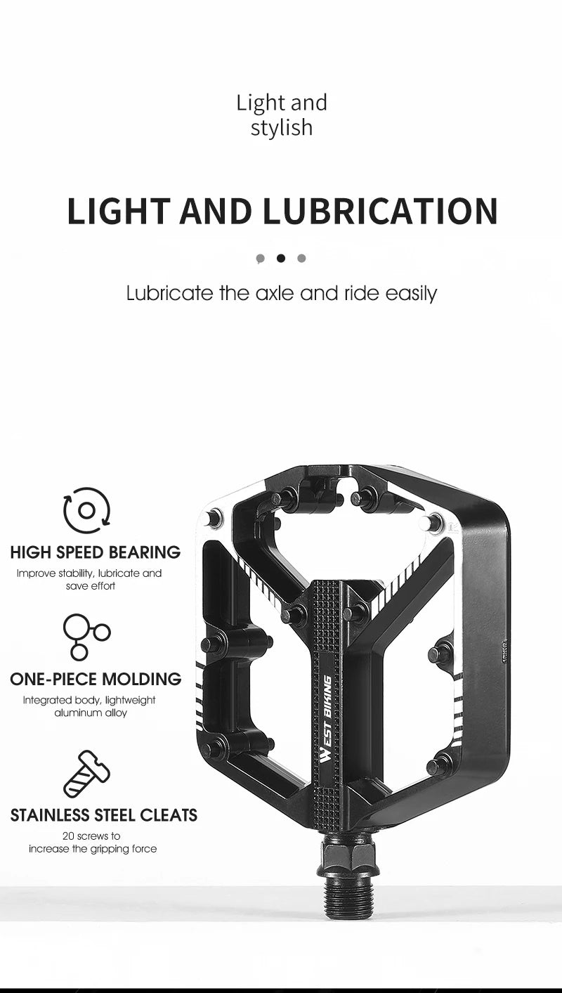Pedales de Bicicleta WEST BIKING Ultraligeros de Aluminio – Antideslizantes MTB y Carretera