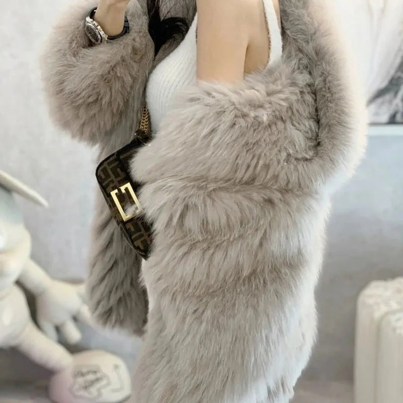 Abrigo de Mujer de Invierno de Piel Sintética de Felpa, Estilo Urbano y Casual