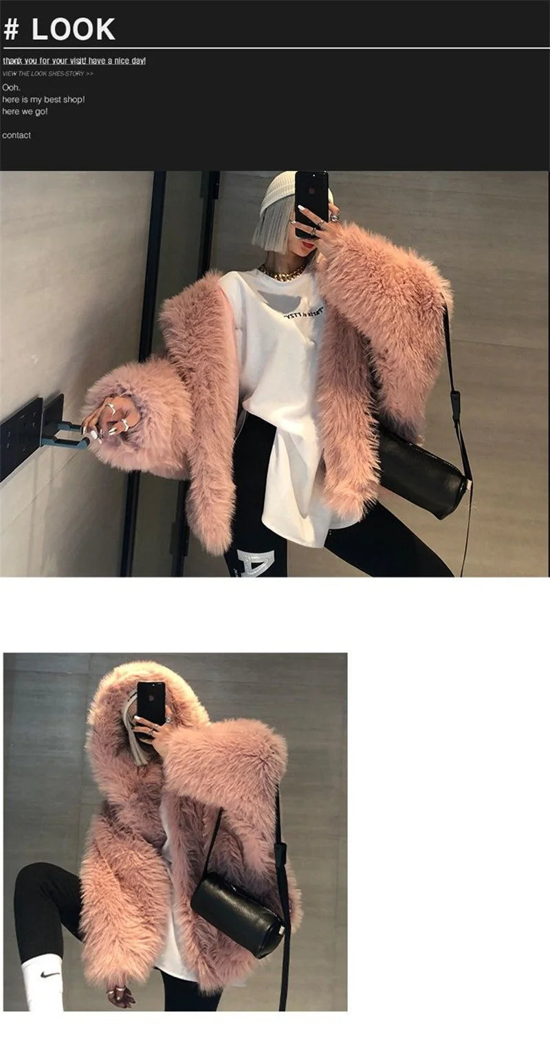 Abrigo de Mujer de Invierno de Piel Sintética de Felpa, Estilo Urbano y Casual