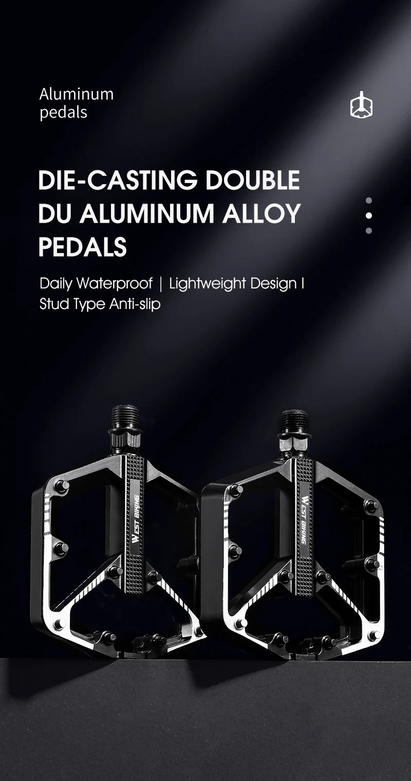 Pedales de Bicicleta WEST BIKING Ultraligeros de Aluminio – Antideslizantes MTB y Carretera