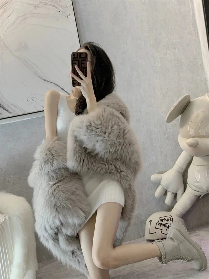 Abrigo de Mujer de Invierno de Piel Sintética de Felpa, Estilo Urbano y Casual