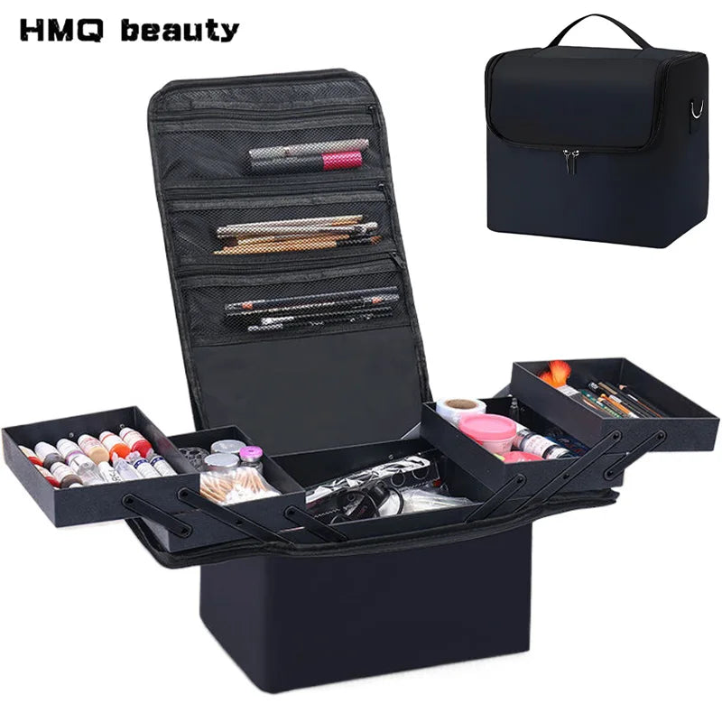 Maletín Organizador de Maquillaje de Gran Capacidad – Caja Portátil con Bandejas Ajustables