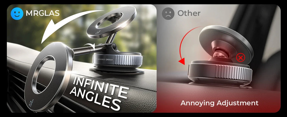 Soporte Magnético para Teléfono con Ventosa de Vacío, Compatible con MagSafe, Rotación 360°, Universal para Coche y Camión, Portátil y Plegable