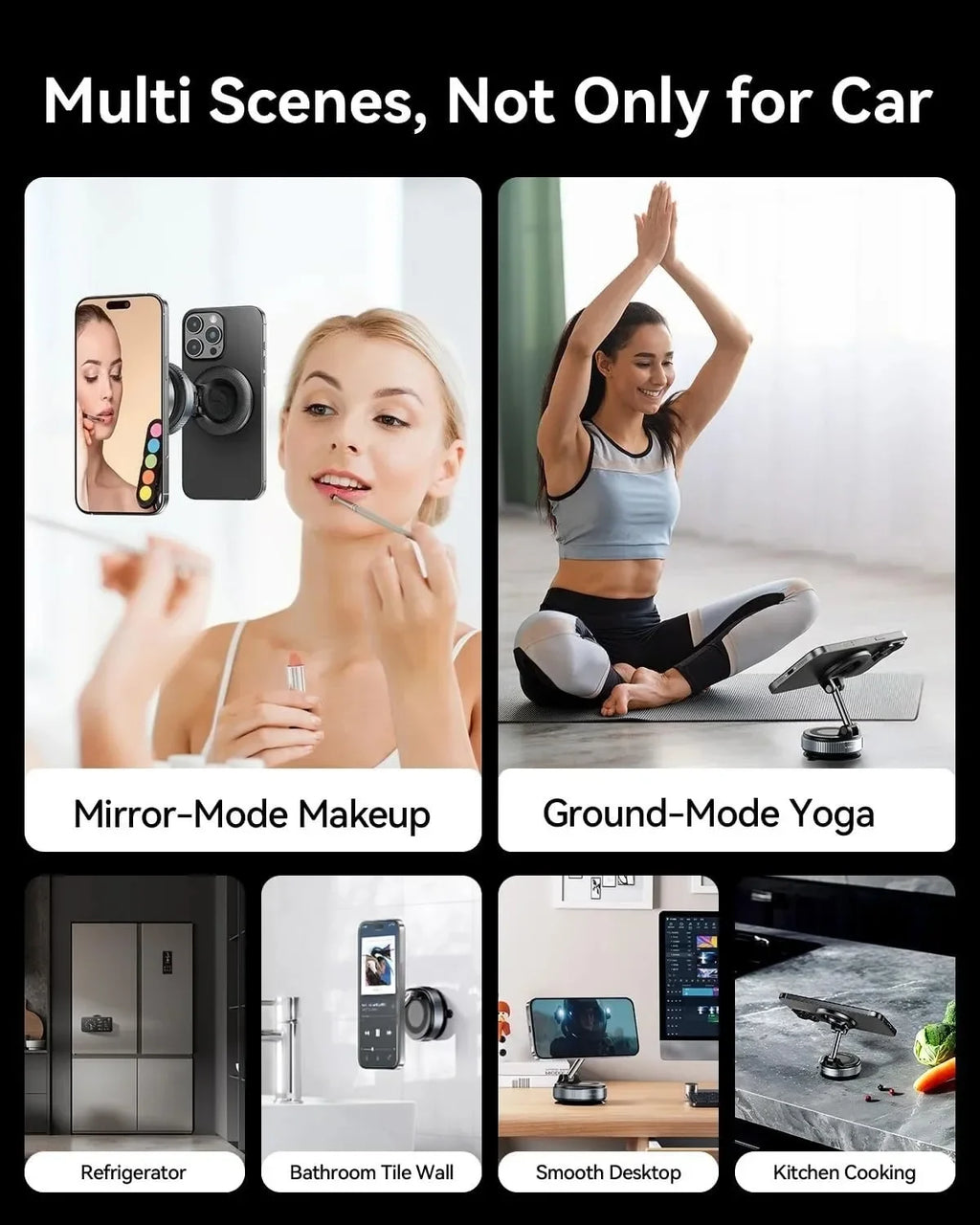 Soporte Magnético para Teléfono con Ventosa de Vacío, Compatible con MagSafe, Rotación 360°, Universal para Coche y Camión, Portátil y Plegable
