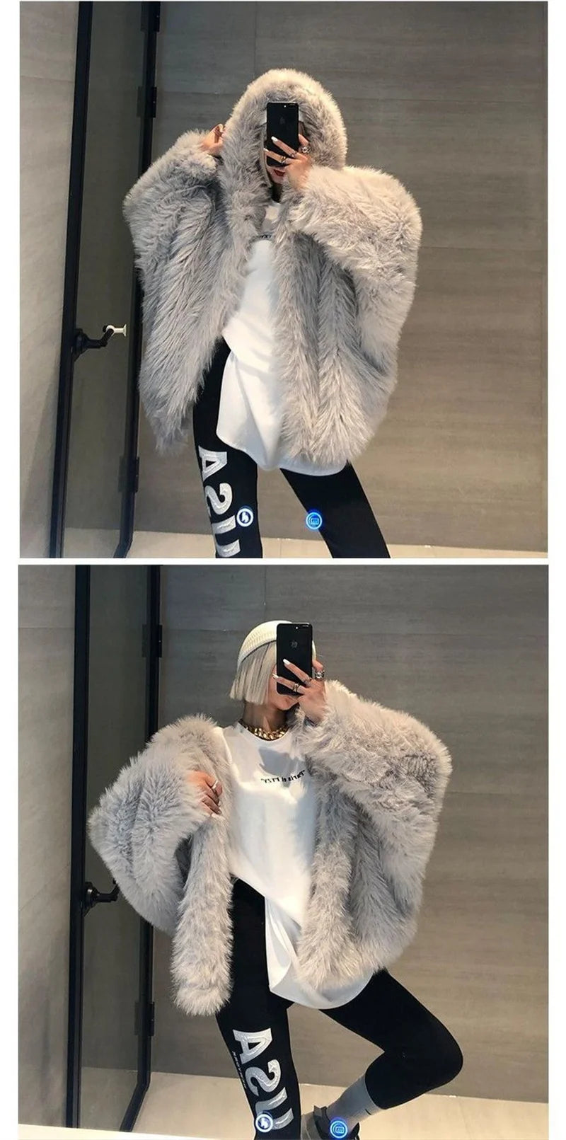Abrigo de Mujer de Invierno de Piel Sintética de Felpa, Estilo Urbano y Casual
