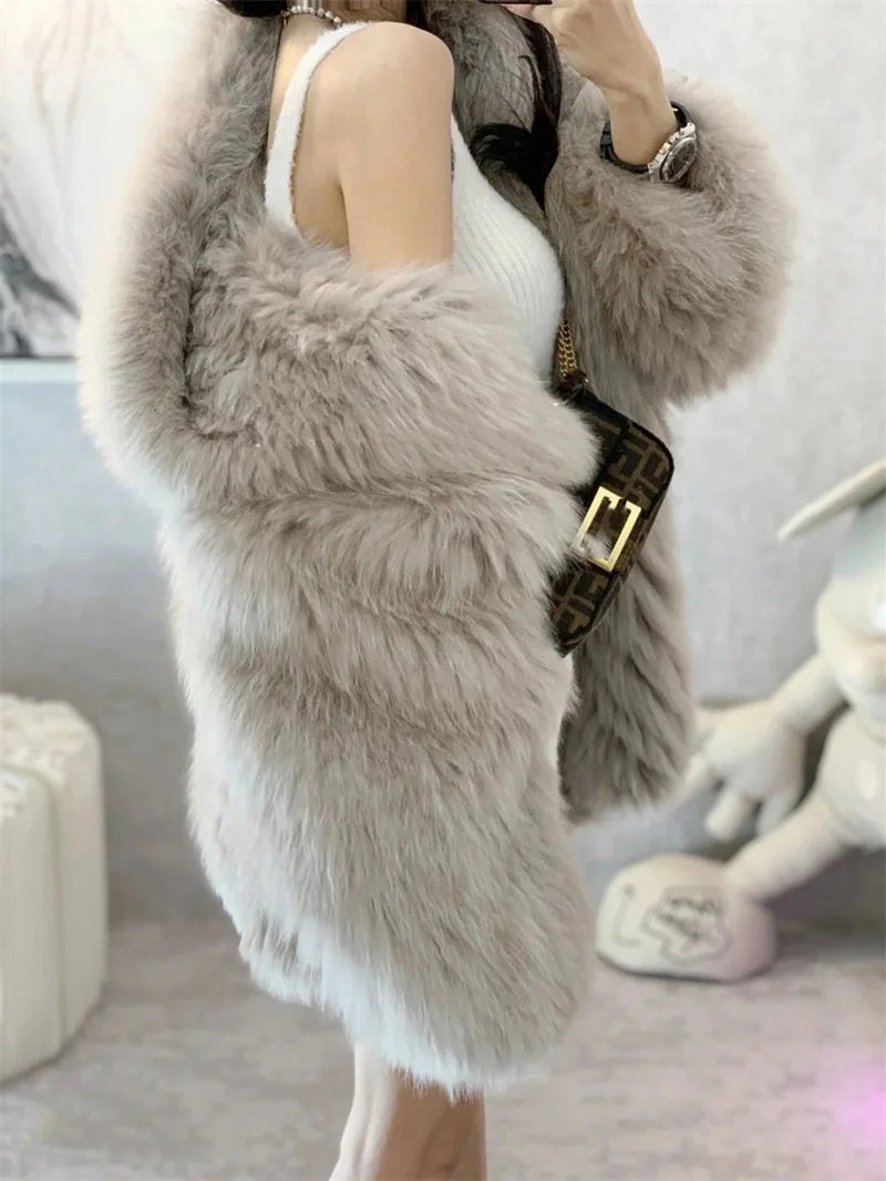 Abrigo de Mujer de Invierno de Piel Sintética de Felpa, Estilo Urbano y Casual