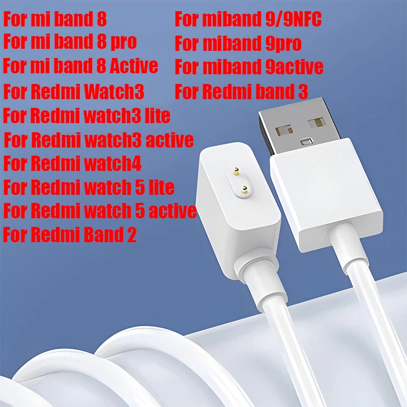 Cargador Magnético USB para Xiaomi Smart Band 8, 9, 8 Pro, 8 Active y Redmi Watch 3, 4, 5